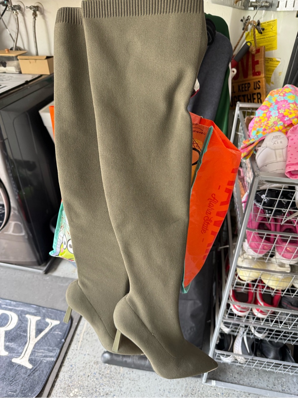 Aldo Olive Green Over-the-Knee Sock Boots